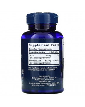 Life Extension, пантотеновая кислота (витамин B5), 500 мг, 100 вегетарианских капсул